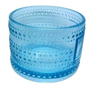 Blue Glass Hobnail Design Candle Holder Decor Bowl Homeworx by Harry Slatkin Vtg